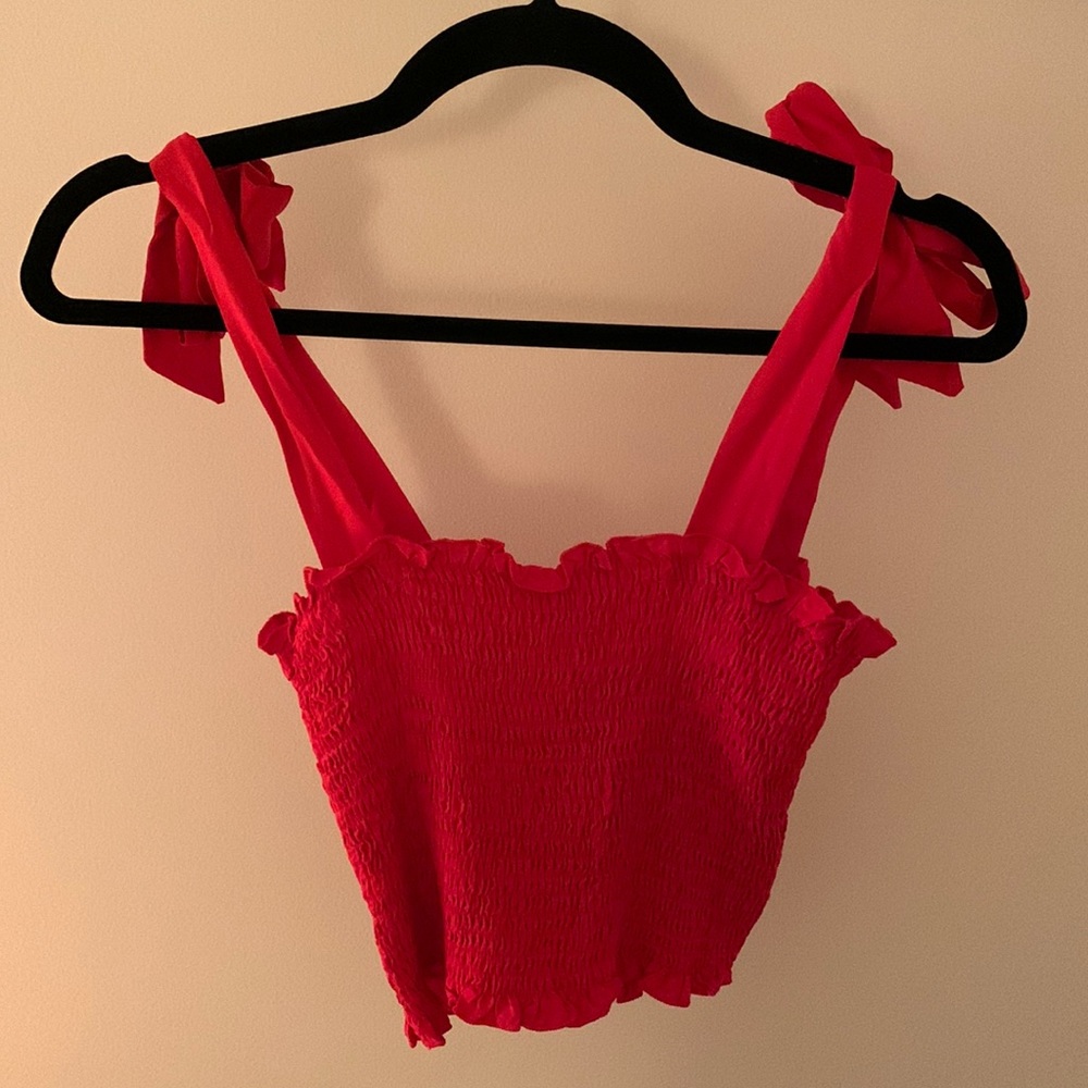 Red Set-Crop top and skirt.
